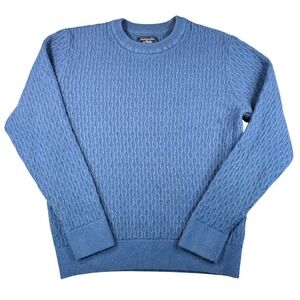 Abercrombie & Fitch Sweater Mens M Blue Wool‎ Blend Cable Knit Crewneck Preppy